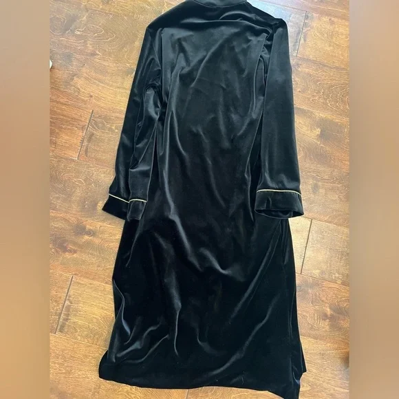 Vintage Black Dressing Gown with Gold Trim